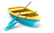 Wooden Fisherman's Boat With Paddles For Fishing Or Kayaking Extreme Sports And Entertainment, Isolated White Background. Boat For Fisherman, Fishing Transport With Paddles. Eps10 Vector Illustration.