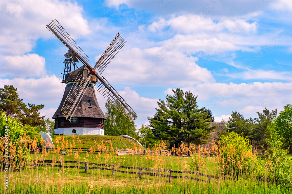 Colorful windmill , Gifhorn in Summer - obrazy, fototapety, plakaty 