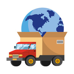 Canvas Print - truck with a big box in the back vector illustration