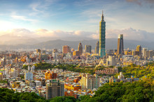 City Of Taipei At Sunset, Taiwan