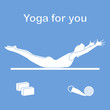 © aquamarine_paint - Sport. Woman in yoga pose, blocks, belt for yoga.