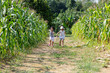 Leinwandbild Motiv Asian Chinese Little Sisters visiting organic farm
