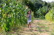 Leinwandbild Motiv Asian Chinese Little Girl visiting organic farm