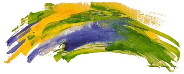 Wall Mural - Green, blue and yellow watercolor texture paint stain brush stroke. EPS10 vector illustration.