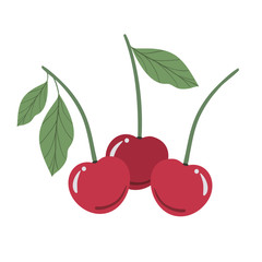 Wall Mural - delicious cherry on white background