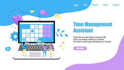 Canvas Print - Web Template. Online time management assistant with marks, tasks and notes . Concept of time management. with business icons	