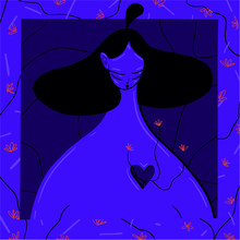 Illustration Of Blue Woman With Heart
