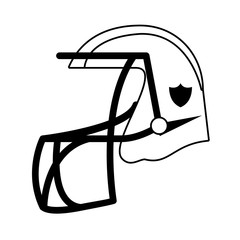 Poster - American football helmet cartoon isolated in black and white