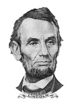 Isolated Portrait Of Abraham Lincoln