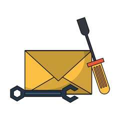 Email technical support symbols isolated