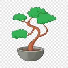 Sticker - Bonsai tree icon. Cartoon illustration of bonsai tree vector icon for web