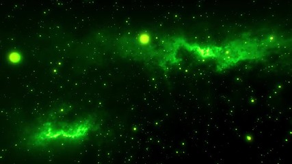 Wall Mural - Space Ambience - Journey towards a Green Nebula Loop Background