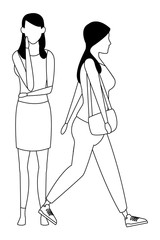 Poster - casual people cartoon black and white