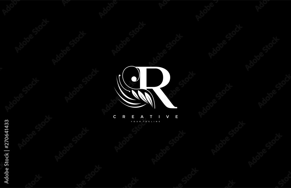 Initial R letter luxury beauty flourishes ornament monogram logo Stock ...