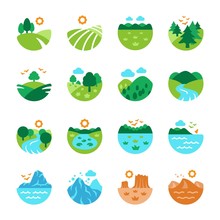 Landscape And Nature Icon Set,vector And Illustration