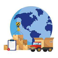 Wall Mural - truck with a big box in the back vector illustration