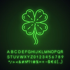 Wall Mural - Four-leaf clover neon light icon