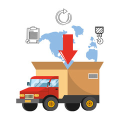 Wall Mural - truck with a big box in the back  vector illustration