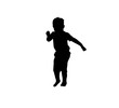© ANGELINA - Isolated icon of black silhouette of dancing child on white background.