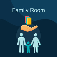 Poster - Family room flat concept vector icon