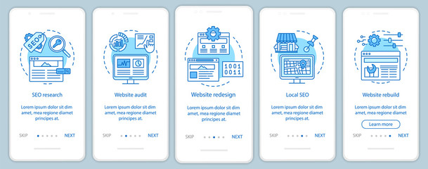 Web consulting onboarding mobile app page screen vector template