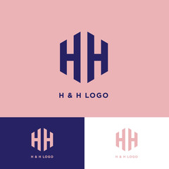 Fototapete - H, H logo. Double H letters in block. Multi Colored emblem like 3D. Clothes or cosmetics icon