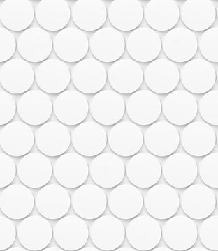 Wall Mural -  - Mosaic of circle white convex tiles on white background. High quality seamless realistic texture.