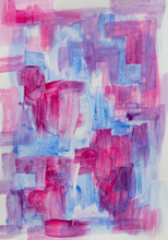 Watercolour Painting Of Blue And Pink Brush Strokes