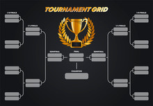 Vector Illustration, Tournament Grid, Cup System, Gold Cup With Gold Wreath Winner