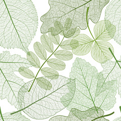 Seamless pattern with colored leaves. Vector, EPS 10.