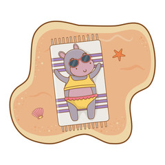 cute animal enjoying summer time cartoon