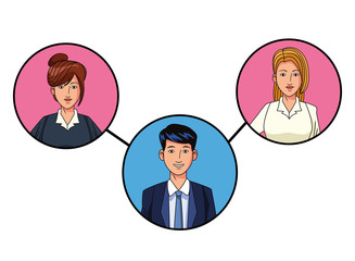 Wall Mural - group of business people avatar profile picture in round icon