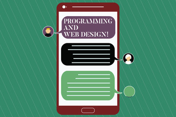 writing note showing programming and web design. business photo showcasing website development desig