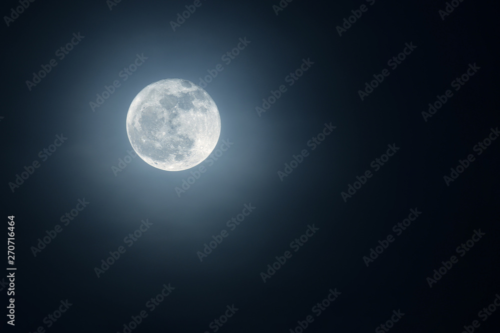Beautiful moon in the night sky. - obrazy, fototapety, plakaty 