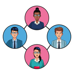 Wall Mural - group of business people avatar profile picture in round icon