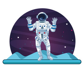 Canvas Print - Astronaut in the galaxy cartoon