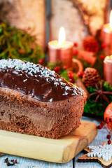 Sticker - Christmas gingerbread cake among traditional decorations.