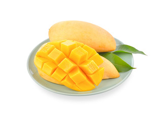 Wall Mural - ripe mango on white background