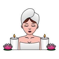 Sticker - woman with towel spa