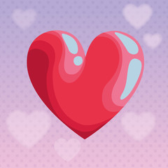 Poster - red heart bright icon cartoon