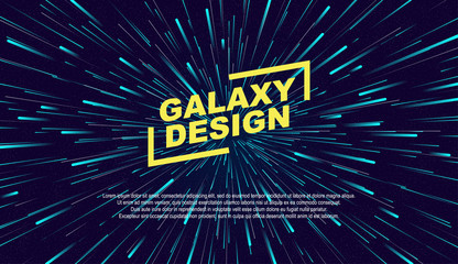 vector image of space design background Hyper jump in space with turquoise lines