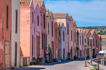 Wall Mural - Bosa, province of Oristano, a picturesque village of ancient origins, Sardinia, Italy.