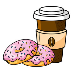 Poster - coffee and donuts vector illustration