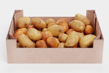 Wall Mural - Realistic 3D Render of Potatoes in Box