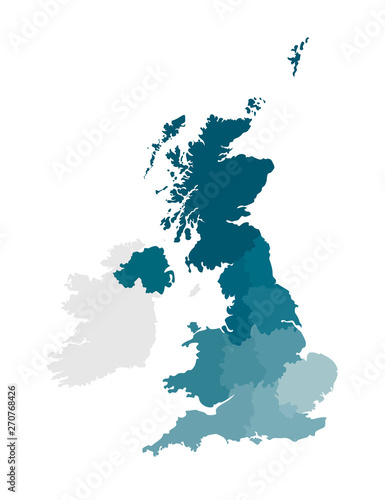 Fotografía Vector isolated illustration of simplified administrative map of the United Kingdom of Great Britain and Northern Ireland