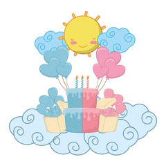 Wall Mural - baby birthday party elements vector illustration