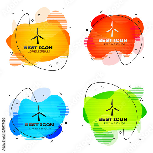 Black Wind Turbine Icon On White Background Wind Generator Sign