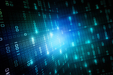 2d illustration abstract digital binary data on computer screen