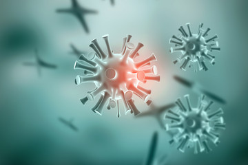 Poster - 3d rendering Virus bacteria cells background