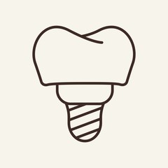 Canvas Print - Dental implant line icon. Ceramic, tooth, aesthetic. Stomatology concept. Vector illustration can be used for topics like dentistry, surgery, dental service